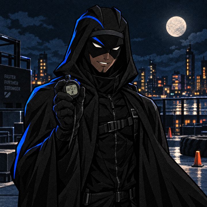 Night Watch, a hooded figure holding a stopwatch